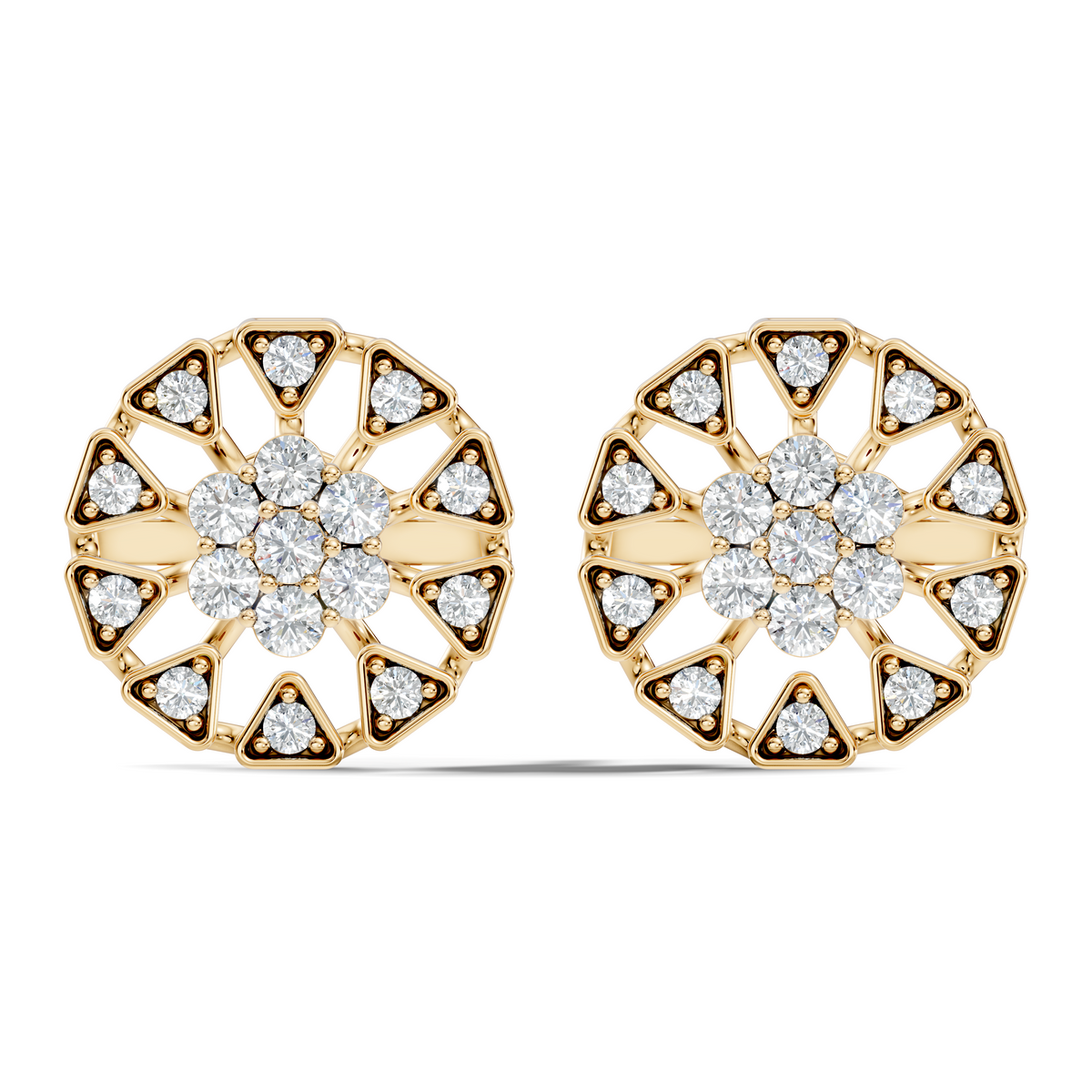10k Solid Gold Round Shape Diamond Stunning Elegance Vintage Type  Studs Diamond Earrings - HIGHCARAT DIAMONDS