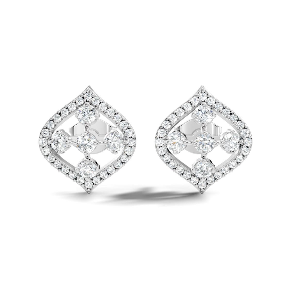 Round Shape Lab grown & Natural Diamond With 18k Solid Gold Shinning Elegance Diamond Earrings For hear - HIGHCARAT DIAMONDS