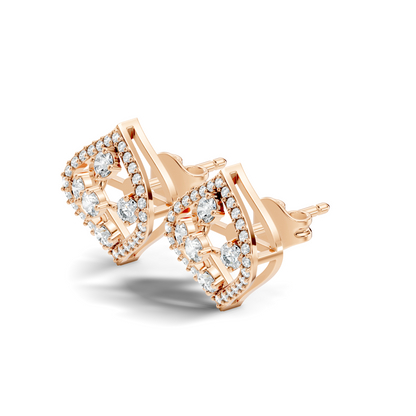 Round Shape Lab grown & Natural Diamond With 18k Solid Gold Shinning Elegance Diamond Earrings For hear - HIGHCARAT DIAMONDS