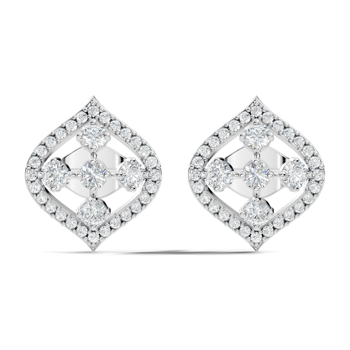 Round Shape Lab grown & Natural Diamond With 18k Solid Gold Shinning Elegance Diamond Earrings For hear - HIGHCARAT DIAMONDS