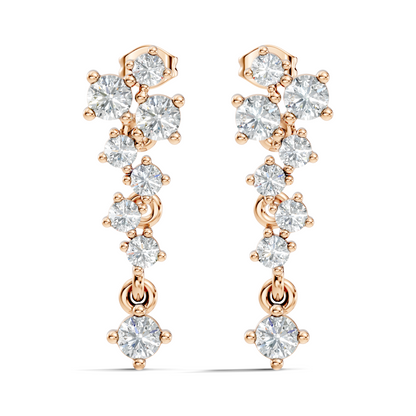 Minimalist Round Diamond Drop Stud Earrings in 14K Solid Gold  Elegant Women's Jewelry - HIGHCARAT DIAMONDS