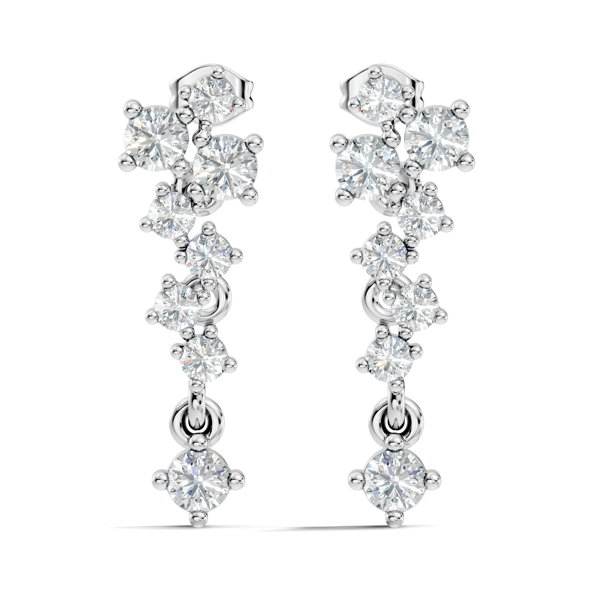 Minimalist Round Diamond Drop Stud Earrings in 14K Solid Gold  Elegant Women's Jewelry - HIGHCARAT DIAMONDS