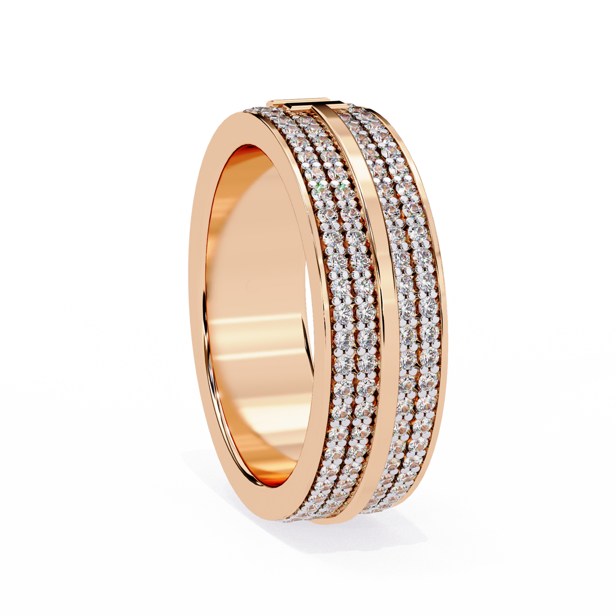 Round Cut Lab Grown Diamond Unique Half Eternity Beautiful Unisex Wedding Band - HIGHCARAT DIAMONDS