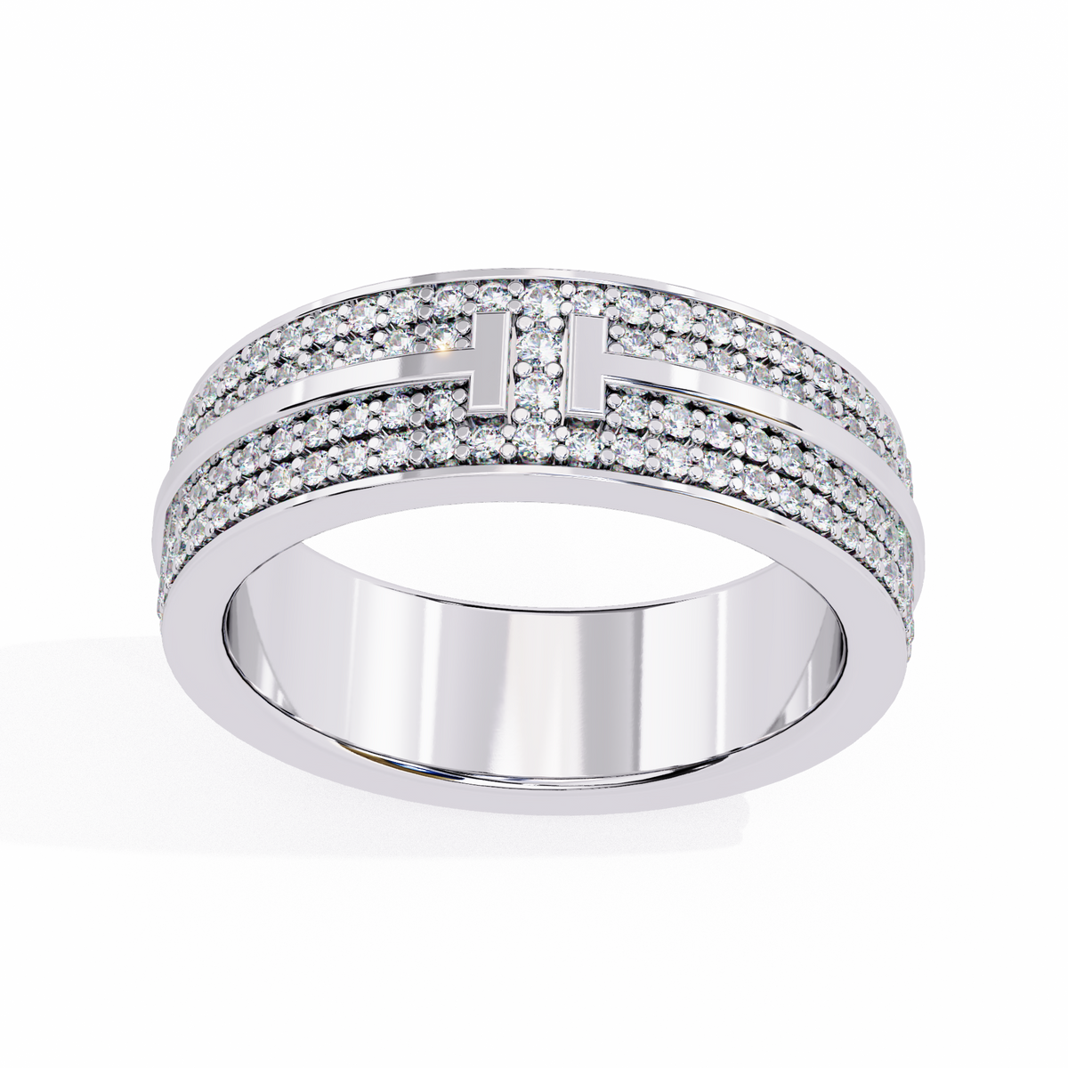 Round Cut Lab Grown Diamond Unique Half Eternity Beautiful Unisex Wedding Band - HIGHCARAT DIAMONDS