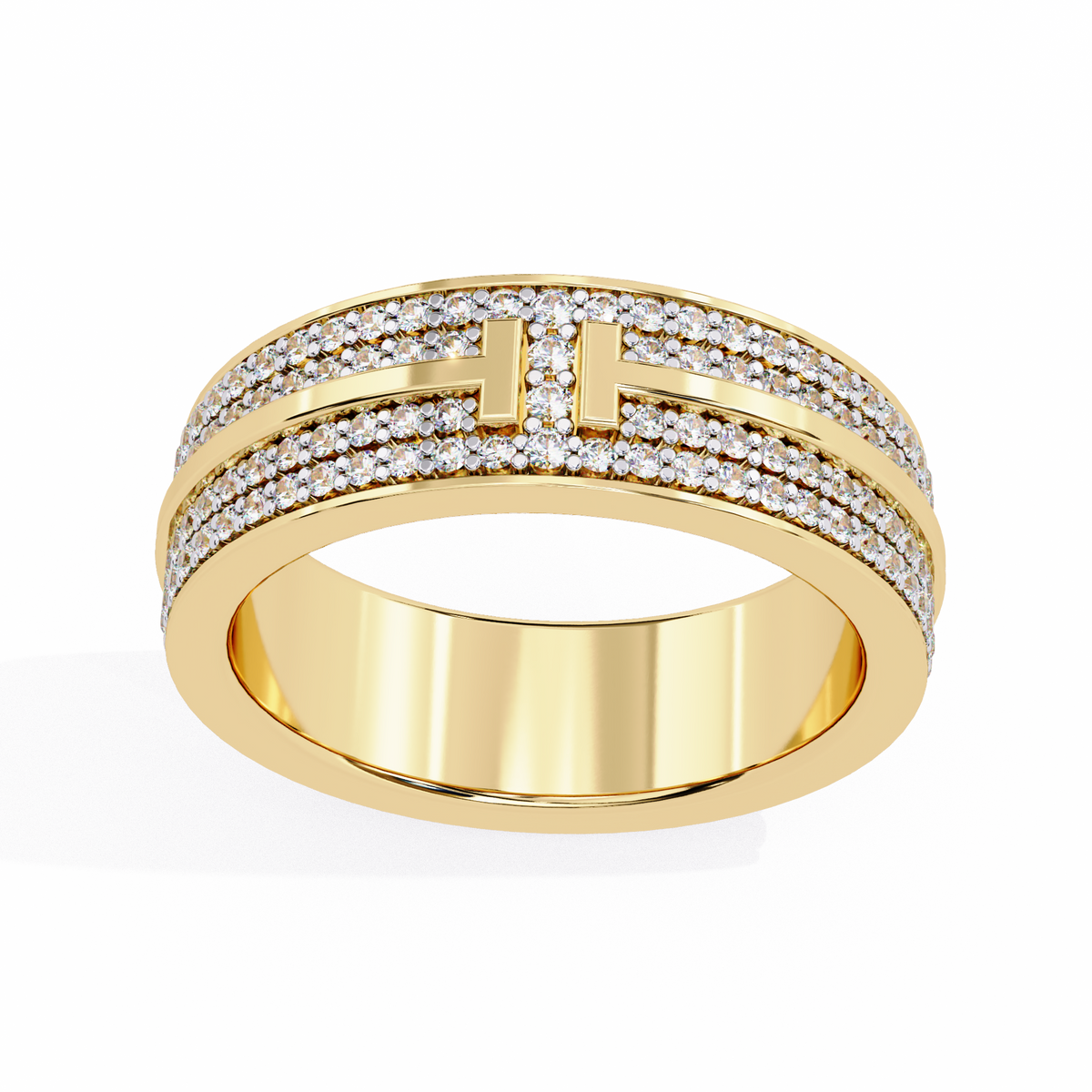 Round Cut Lab Grown Diamond Unique Half Eternity Beautiful Unisex Wedding Band - HIGHCARAT DIAMONDS