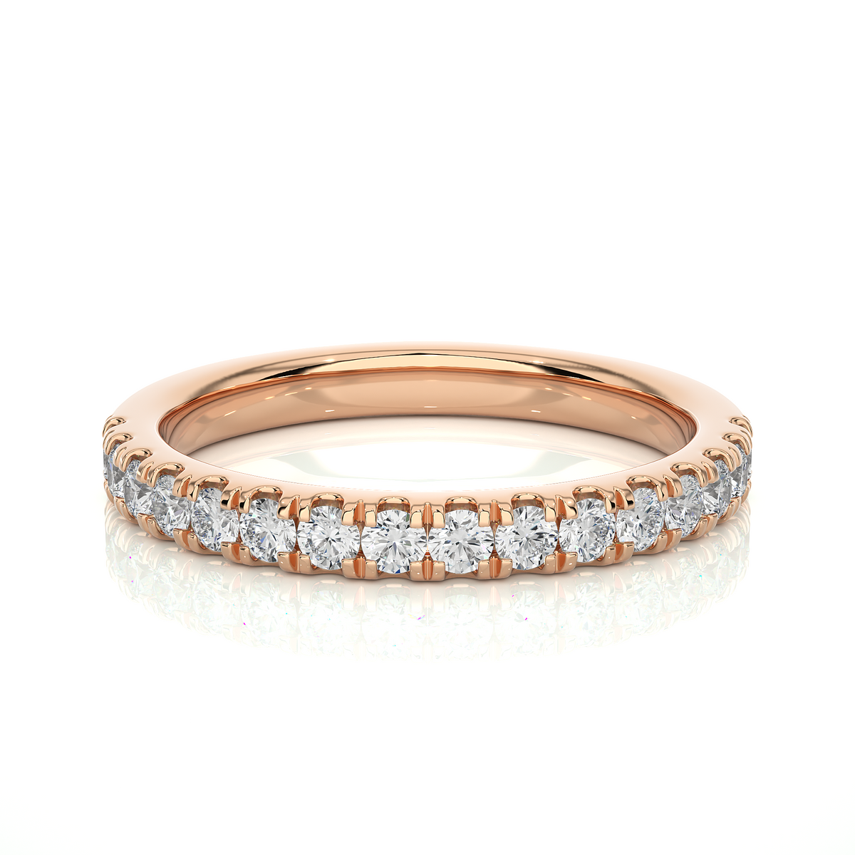 Round Diamond Half Eternity Wedding Band For Her Sparkling Timeless Dainty Vintage Jewelry - HIGHCARAT DIAMONDS