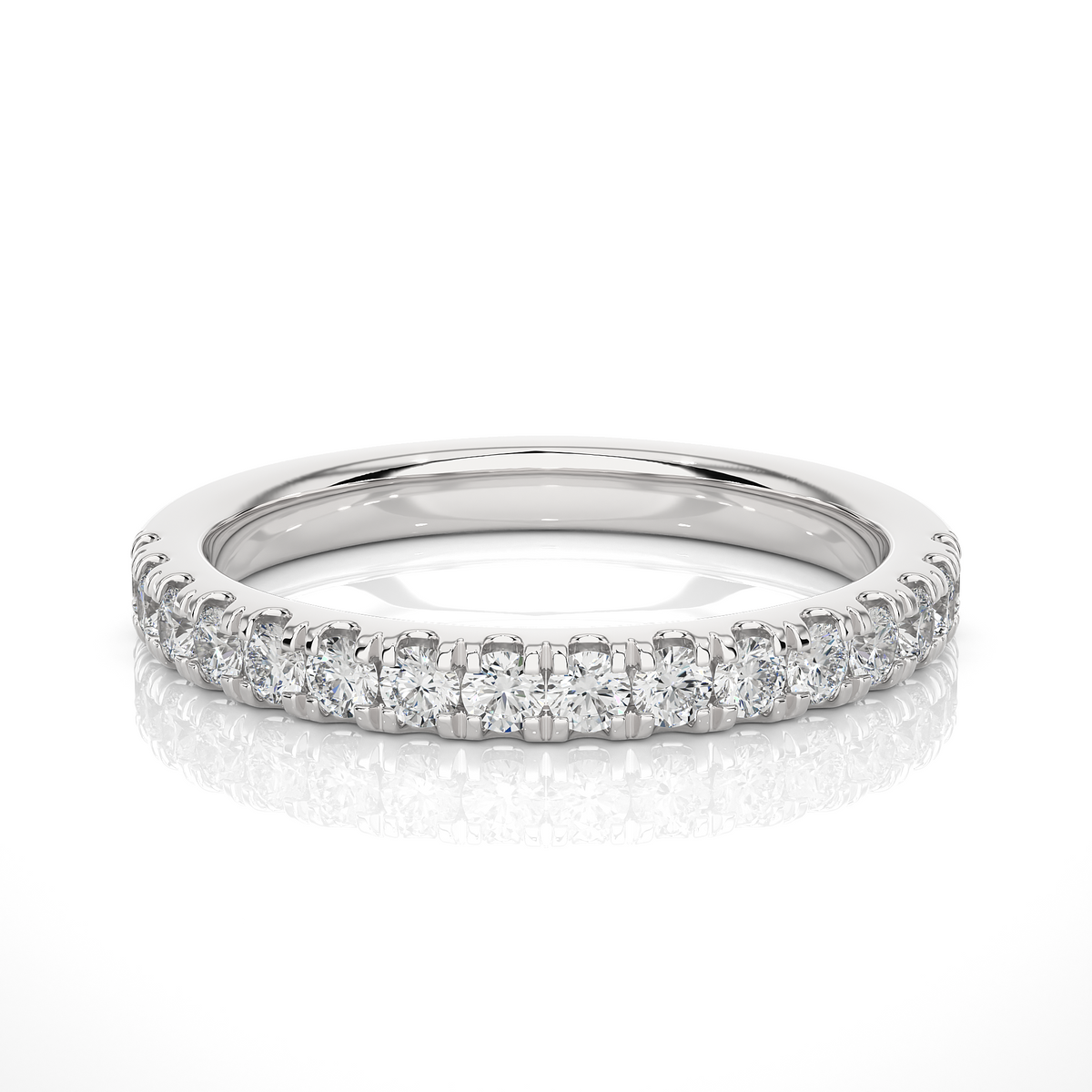 Round Diamond Half Eternity Wedding Band For Her Sparkling Timeless Dainty Vintage Jewelry - HIGHCARAT DIAMONDS