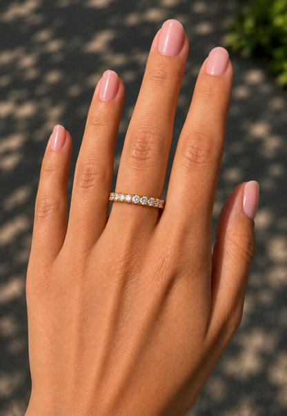 Round Cut Lab Grown Diamond Half Eternity Band - HIGHCARAT DIAMONDS