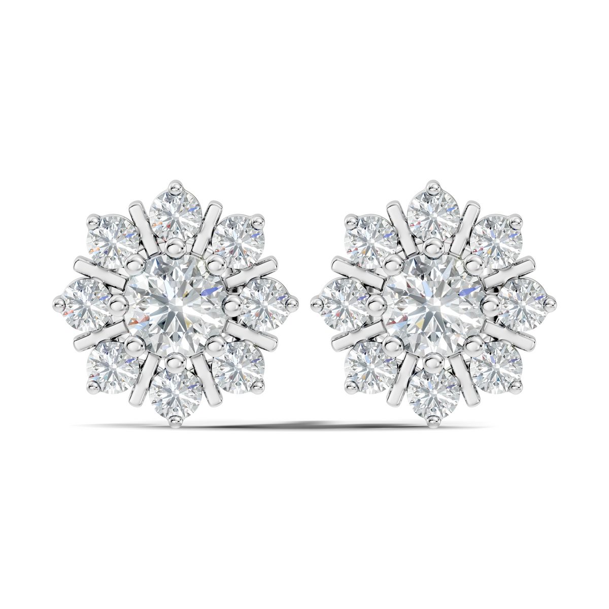 14k Solid Gold Round Shape Sparkling Shinning Elegance Diamond Earrings For Women - HIGHCARAT DIAMONDS