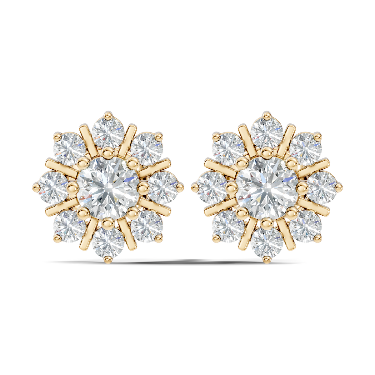 14k Solid Gold Round Shape Sparkling Shinning Elegance Diamond Earrings For Women - HIGHCARAT DIAMONDS