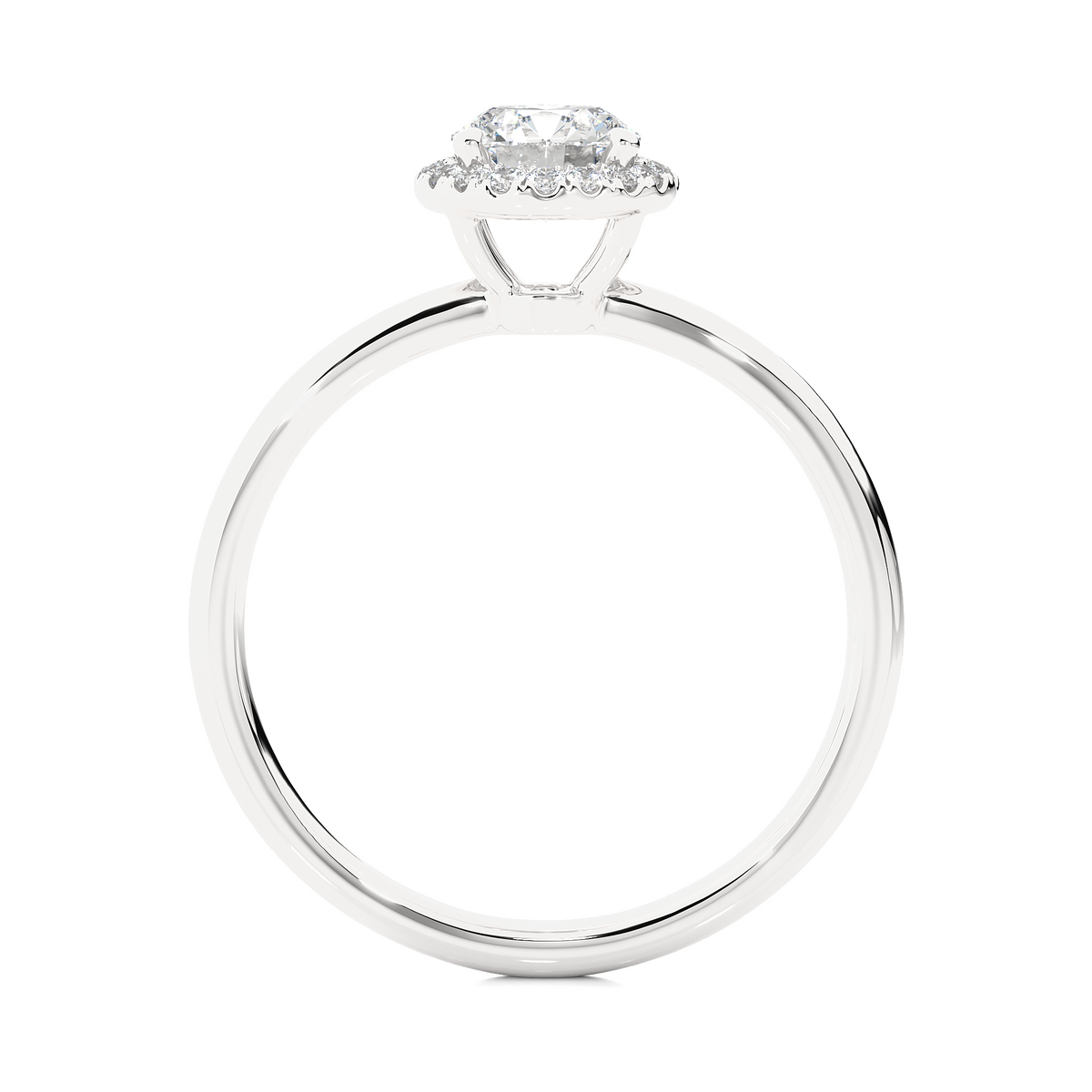 Round Cut Lab Grown Diamond Halo Solitaire Engagement Ring - HIGHCARAT DIAMONDS