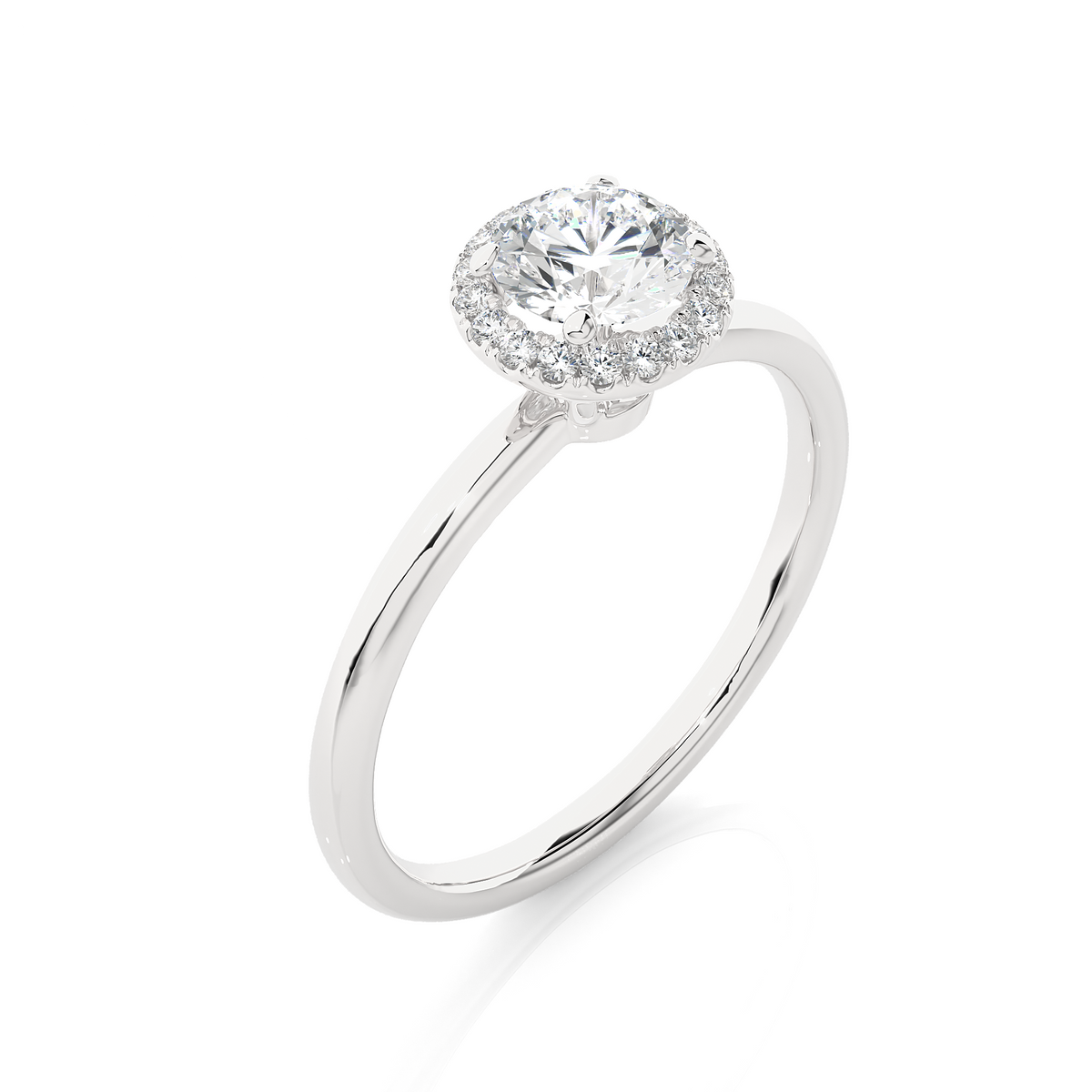 Round Cut Lab Grown Diamond Halo Solitaire Engagement Ring - HIGHCARAT DIAMONDS