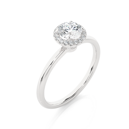 Round Cut Lab Grown Diamond Halo Solitaire Engagement Ring - HIGHCARAT DIAMONDS
