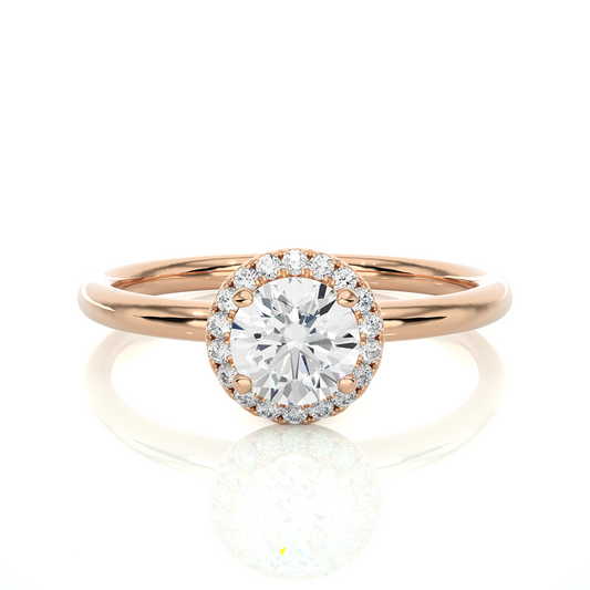 Round Cut Lab Grown Diamond Halo Solitaire Engagement Ring - HIGHCARAT DIAMONDS