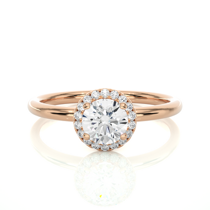Round Cut Lab Grown Diamond Halo Solitaire Engagement Ring - HIGHCARAT DIAMONDS