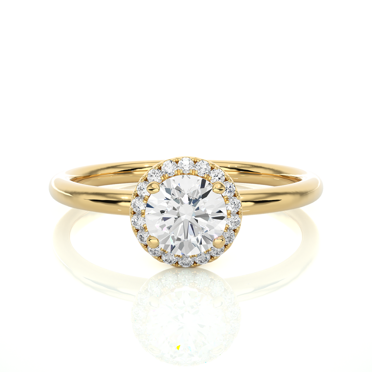 Round Cut Lab Grown Diamond Halo Solitaire Engagement Ring - HIGHCARAT DIAMONDS
