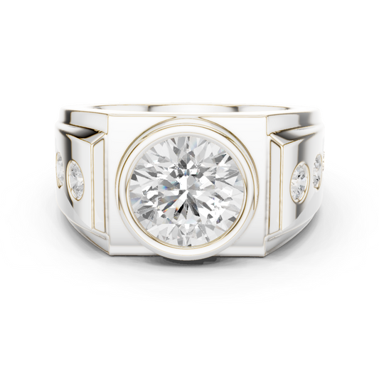 14k Solid Rose Gold Lab Grown Round Shapes Diamond Elegance Sparkle Men Ring Gift For Birthday - HIGHCARAT DIAMONDS