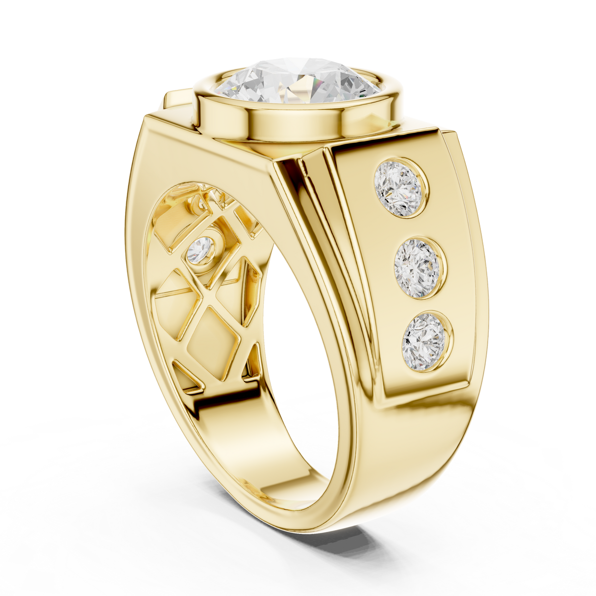 14k Solid Rose Gold Lab Grown Round Shapes Diamond Elegance Sparkle Men Ring Gift For Birthday - HIGHCARAT DIAMONDS