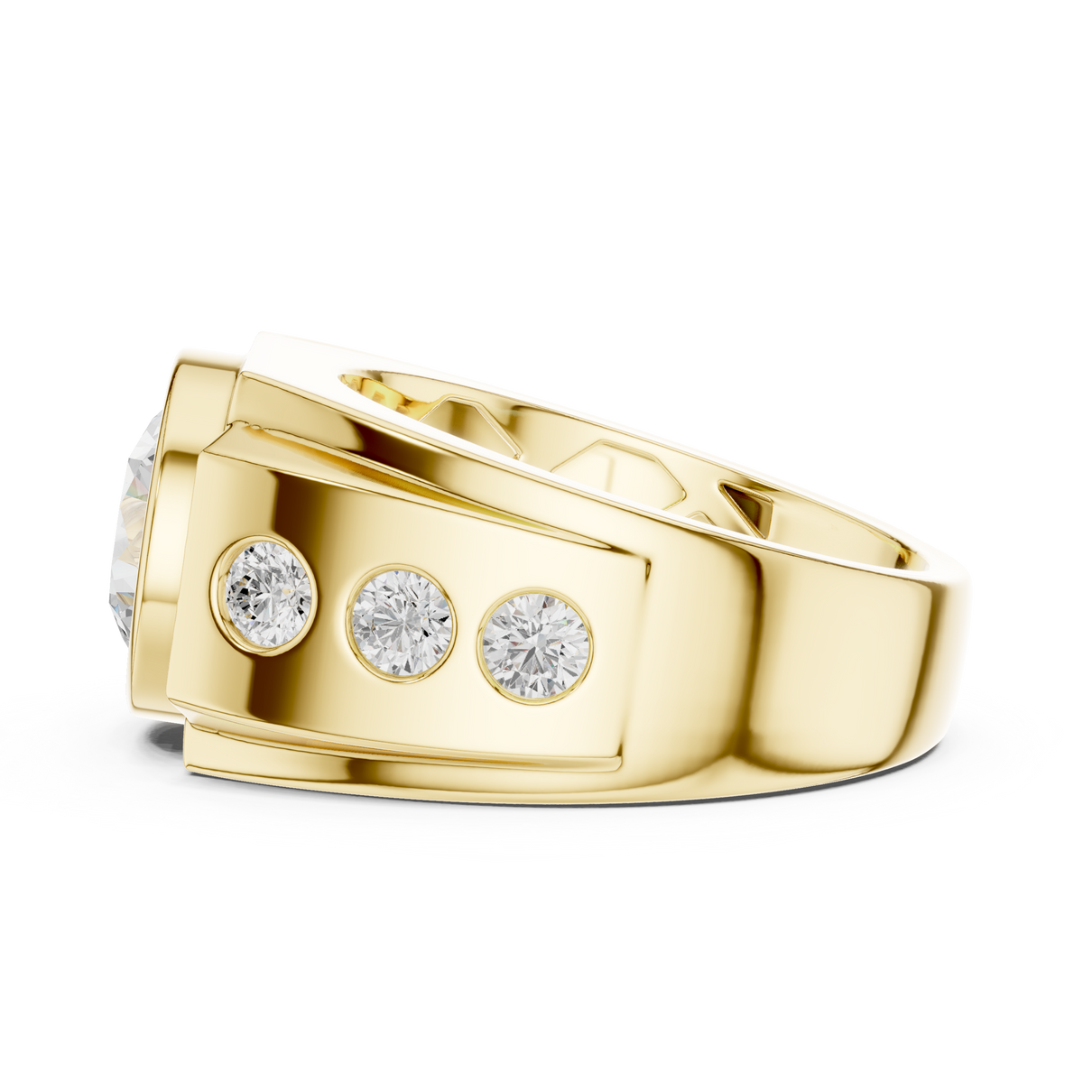 14k Solid Rose Gold Lab Grown Round Shapes Diamond Elegance Sparkle Men Ring Gift For Birthday - HIGHCARAT DIAMONDS