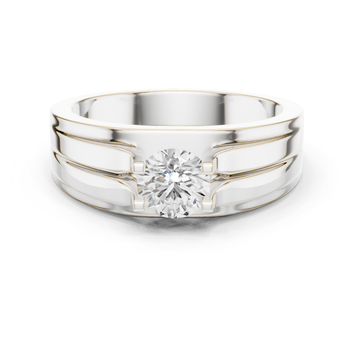 One Stone Round Shape Lab grown Diamond Elegance Vintage 14k Solid Gold Diamond Ring For Men's - HIGHCARAT DIAMONDS