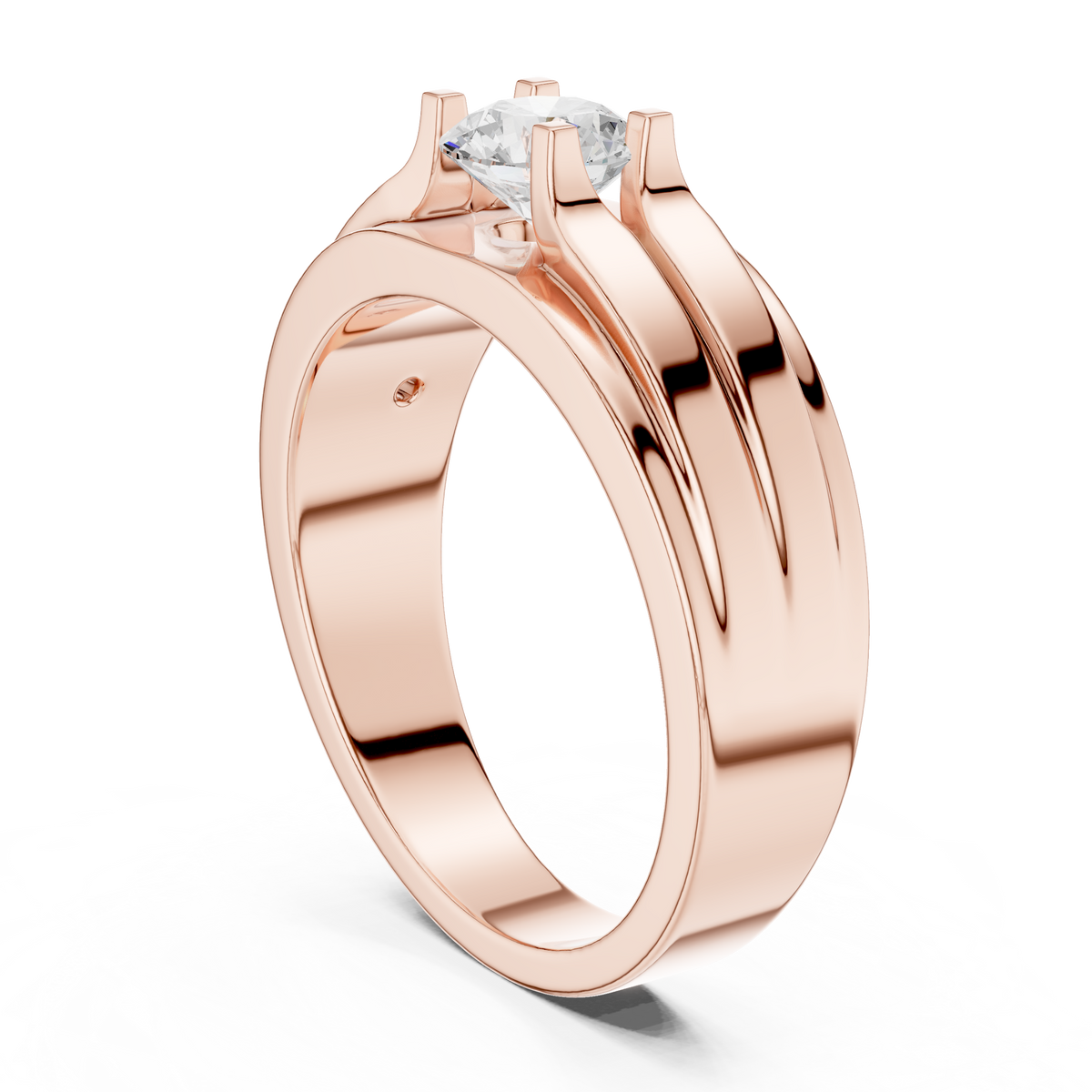 One Stone Round Shape Lab grown Diamond Elegance Vintage 14k Solid Gold Diamond Ring For Men's - HIGHCARAT DIAMONDS