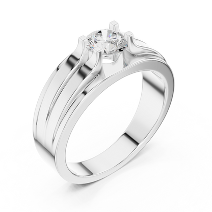 One Stone Round Shape Lab grown Diamond Elegance Vintage 14k Solid Gold Diamond Ring For Men's - HIGHCARAT DIAMONDS