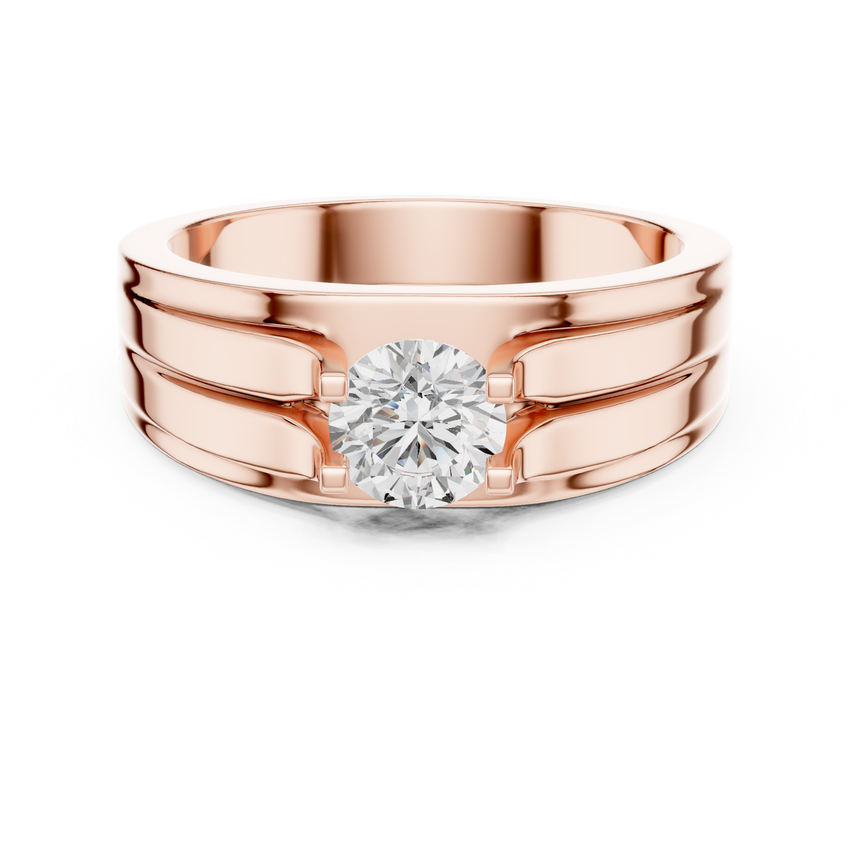 One Stone Round Shape Lab grown Diamond Elegance Vintage 14k Solid Gold Diamond Ring For Men's - HIGHCARAT DIAMONDS