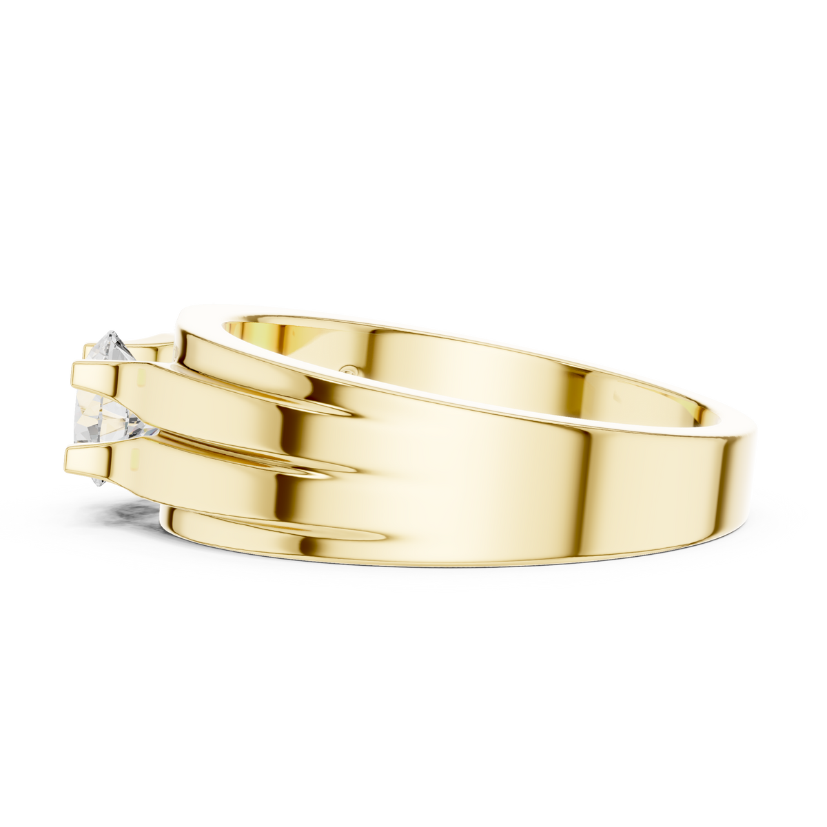 One Stone Round Shape Lab grown Diamond Elegance Vintage 14k Solid Gold Diamond Ring For Men's - HIGHCARAT DIAMONDS