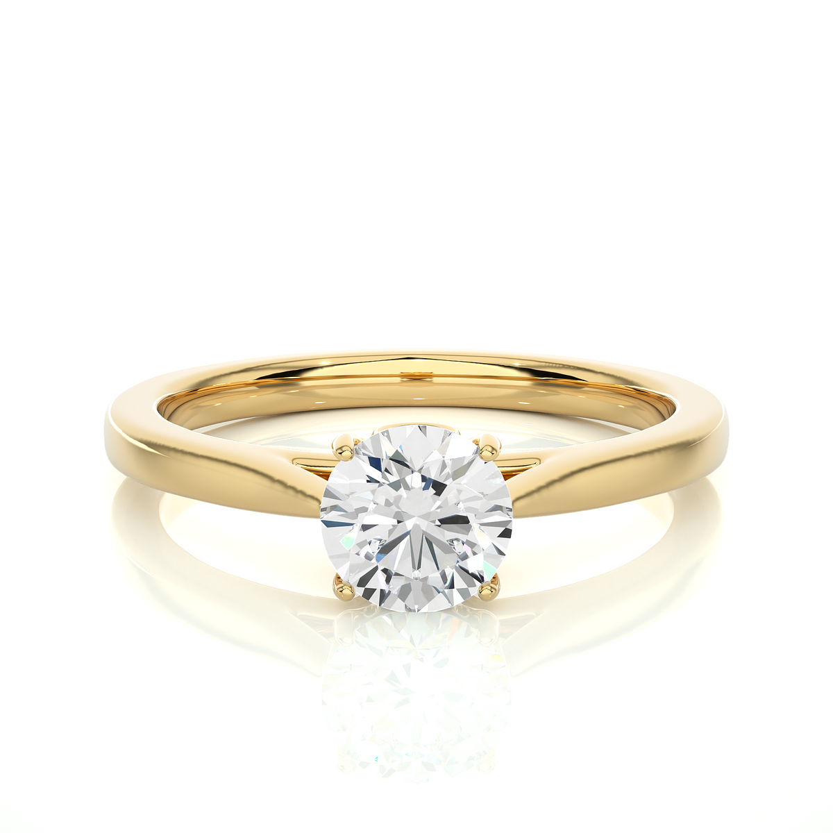 Minimalist Solitaire Ring featuring round cut colorless lab grown diamond