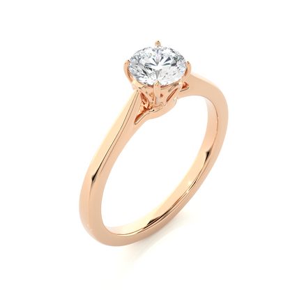 Round Cut Shaped Lab Grown Diamond  Colorless Minimalist Solitaire Diamond Ring Perfect Gift For Her - HIGHCARAT DIAMONDS