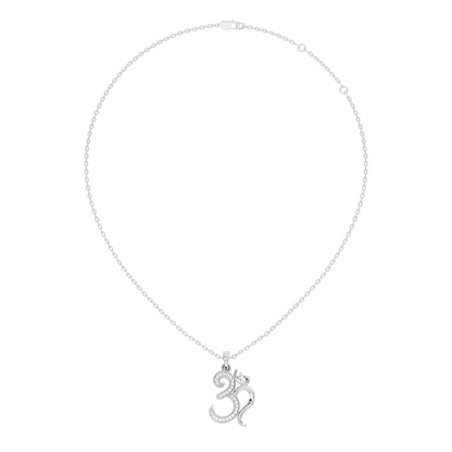 14K Gold Round Cut Diamond Om Pendant for Unisex Spiritual Jewelry - HIGHCARAT DIAMONDS