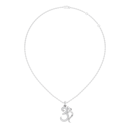 14K Gold Round Cut Diamond Om Pendant for Unisex Spiritual Jewelry - HIGHCARAT DIAMONDS