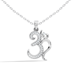 14K Gold Round Cut Diamond Om Pendant for Unisex Spiritual Jewelry - HIGHCARAT DIAMONDS