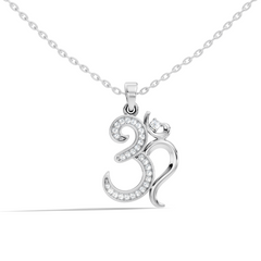 14K Gold Round Cut Diamond Om Pendant for Unisex Spiritual Jewelry - HIGHCARAT DIAMONDS