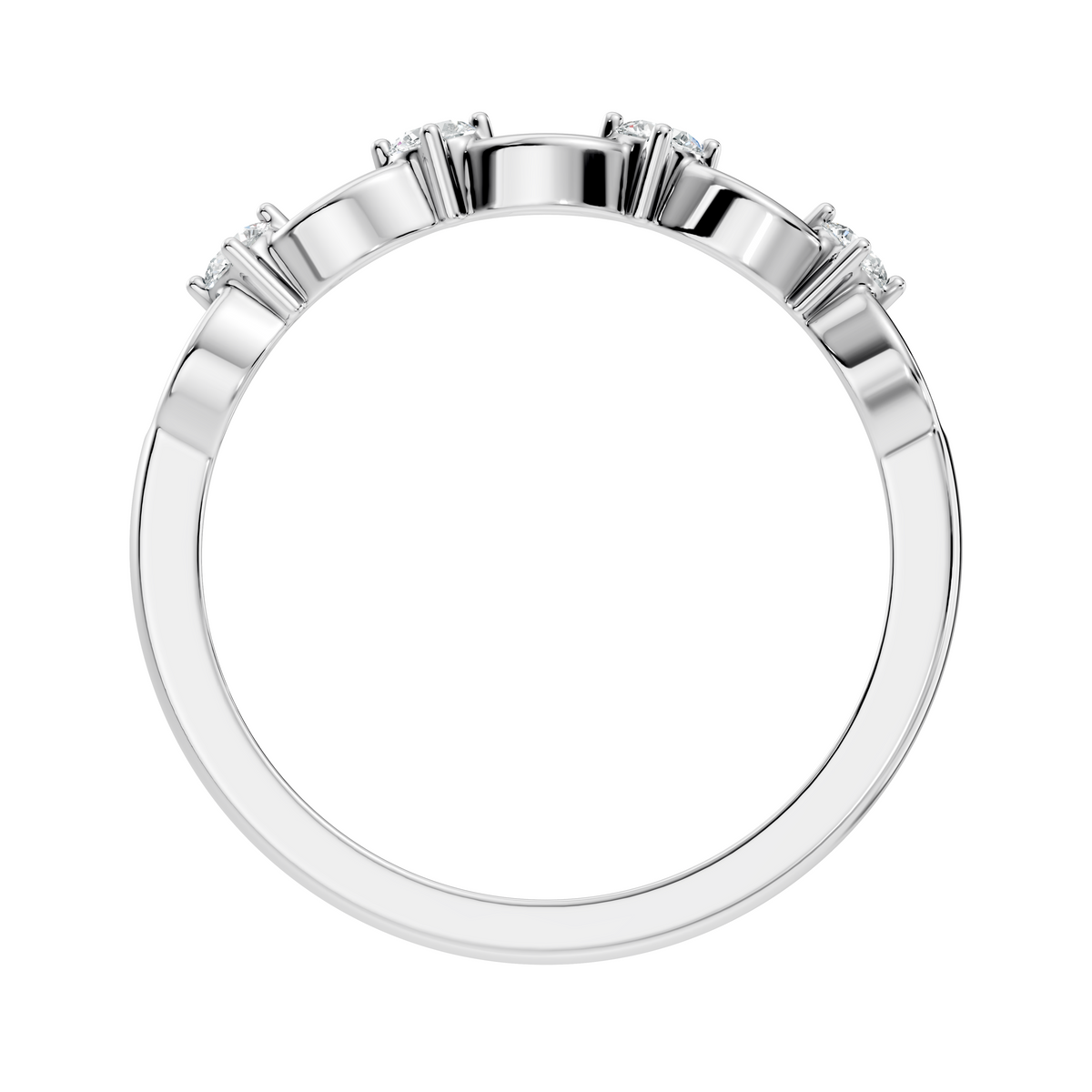 Round Cut White Colorless Diamond Unique Art Deco Dainty Half Eternity Vintage Wedding Band For Her - HIGHCARAT DIAMONDS