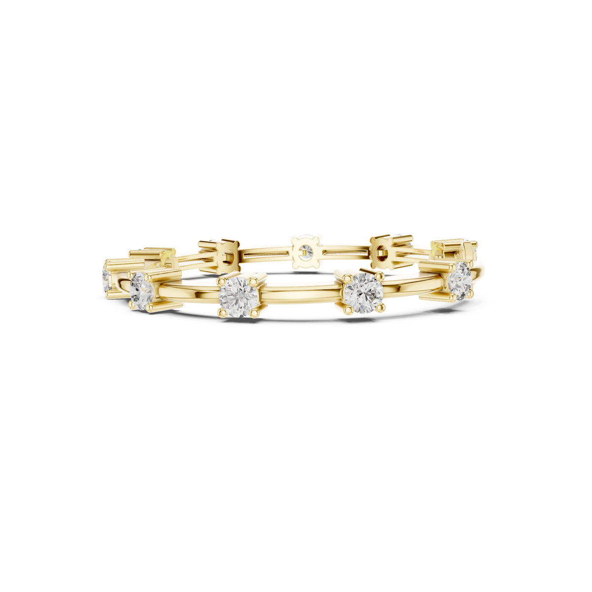 Vintage Round Cut Diamond Prong Set Elegant Cluster Dainty Wedding Bracelet For Women's In 4K Solid Gold - HIGHCARAT DIAMONDS