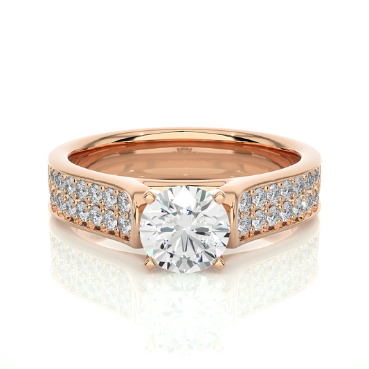Round Cut Lab Grown Diamond Ring 1.29 CT IGI Certified Pave & Side Stones Anniversary ring her - HIGHCARAT DIAMONDS