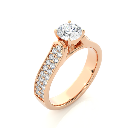 Round Cut Lab Grown Diamond Ring 1.29 CT IGI Certified Pave & Side Stones Anniversary ring her - HIGHCARAT DIAMONDS