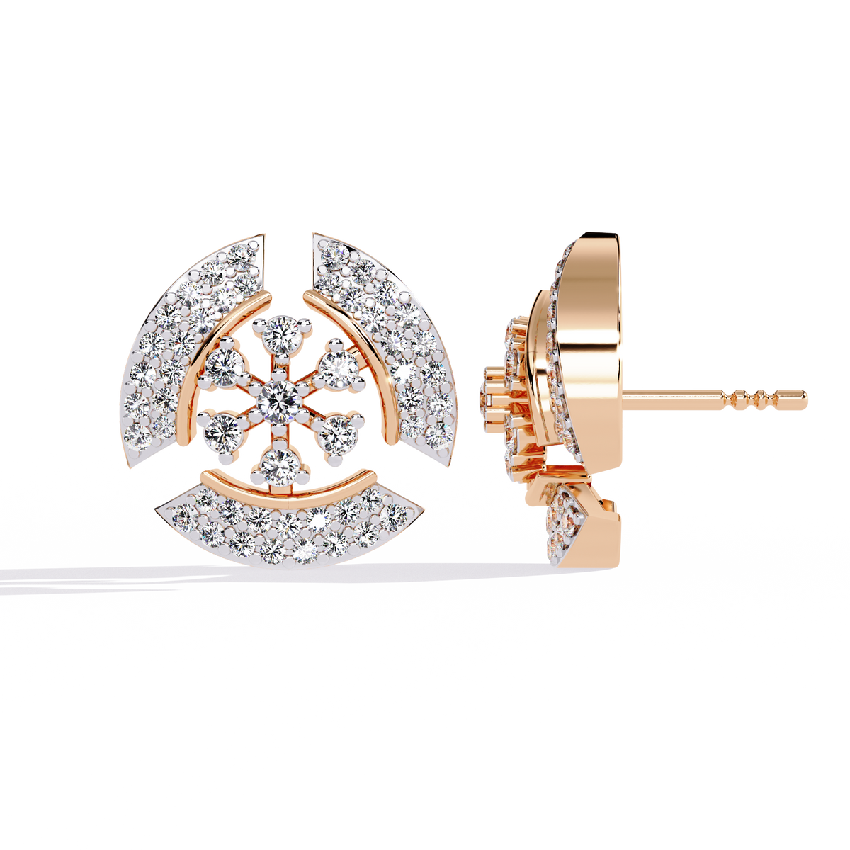 Round Cut Lab Grown Diamond Screw Back Stud Earrings Front View