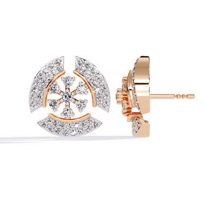 Round Cut Lab Grown Diamond Screw Back Stud Earrings Front View