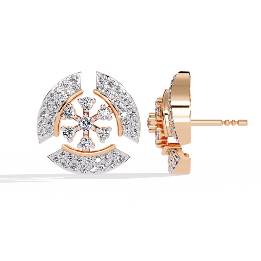 Round Cut Lab Grown Diamond Screw Back Stud Earrings Front View
