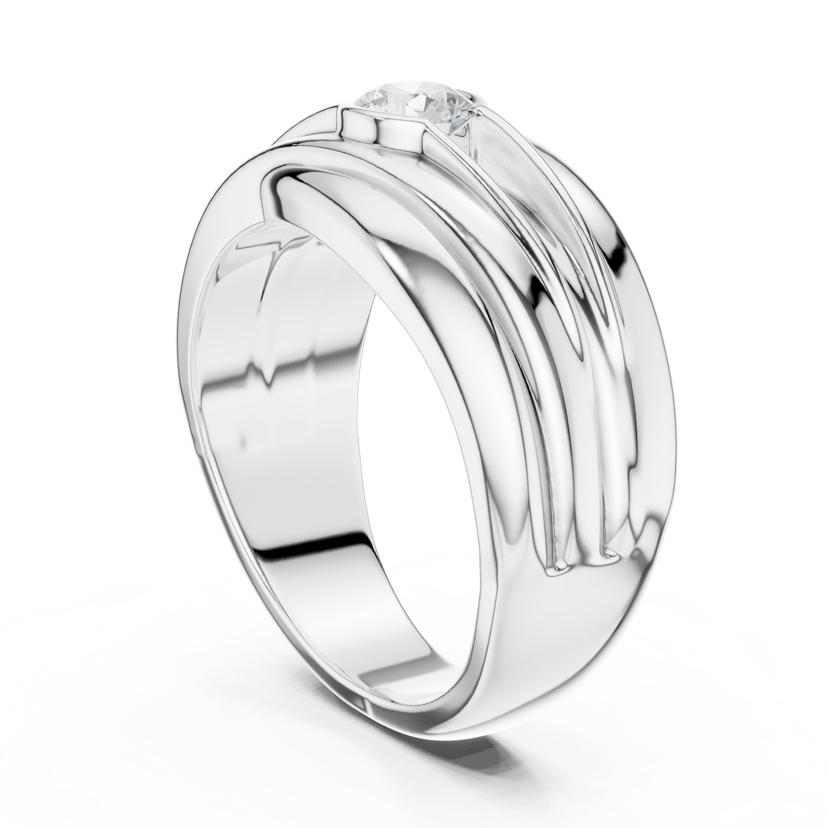 One Stone Solitaire Round Shape Lab grown Diamond Vintage Men's Diamond Ring - HIGHCARAT DIAMONDS