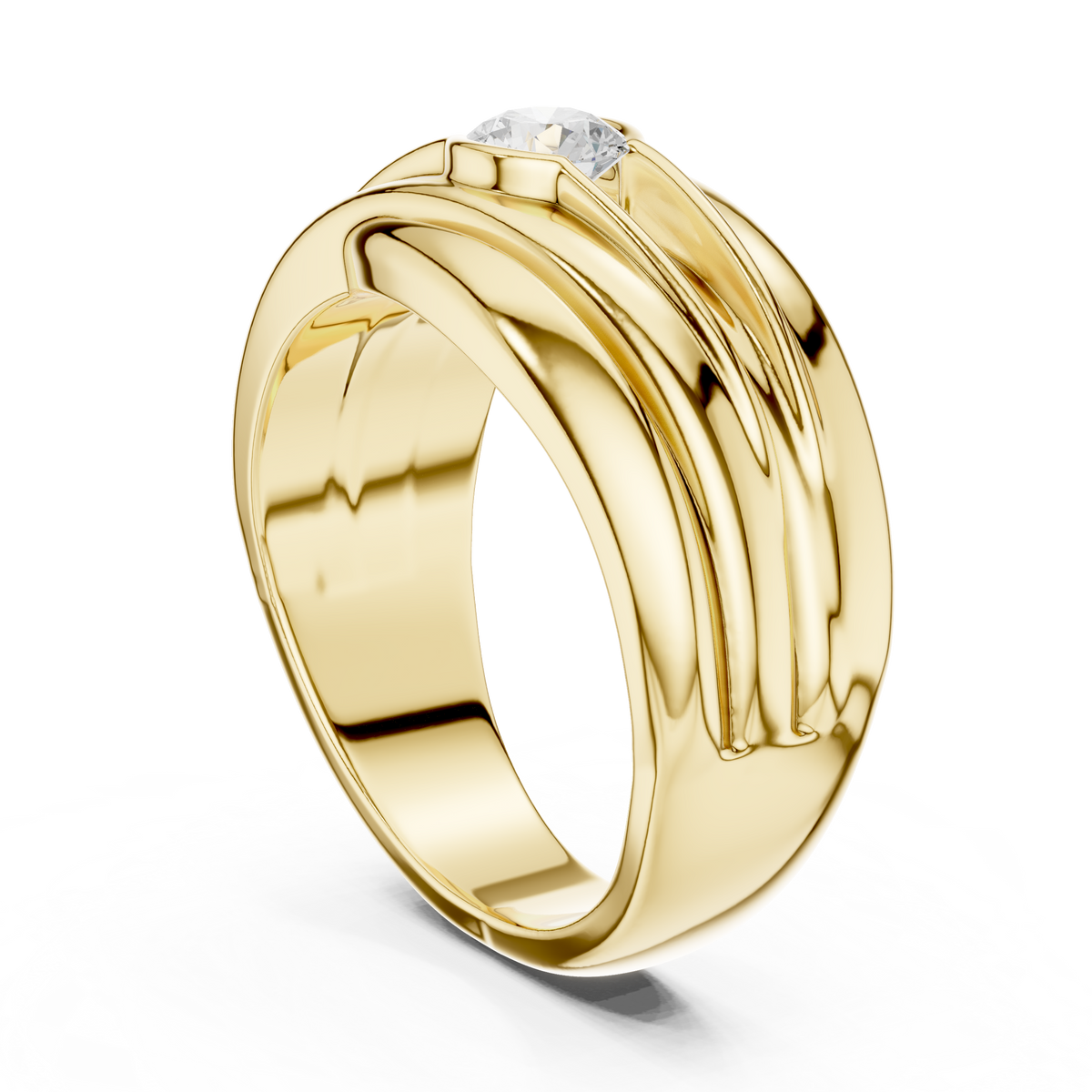 One Stone Solitaire Round Shape Lab grown Diamond Vintage Men's Diamond Ring - HIGHCARAT DIAMONDS