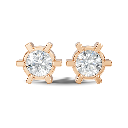 14k Solid Gold Lab Grown Diamond Round Shape Stunning New Vintage Earrings For Anniversary Gift - HIGHCARAT DIAMONDS