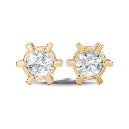 14k Solid Gold Lab Grown Diamond Round Shape Stunning New Vintage Earrings For Anniversary Gift - HIGHCARAT DIAMONDS
