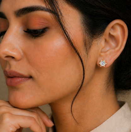 Round Cut Lab Grown Diamond Solitaire Bezel Set Stud Earring - HIGHCARAT DIAMONDS #wearthelook