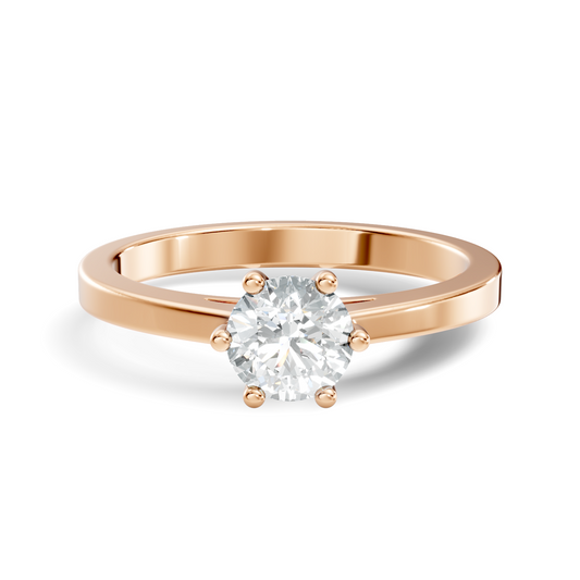 Round Cut Lab Grown Diamond Solitaire Engagement Ring with polished band design