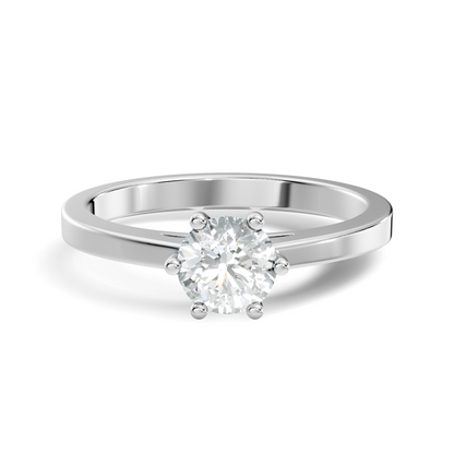 Solitaire Engagement Ring featuring round cut lab grown diamond center stone