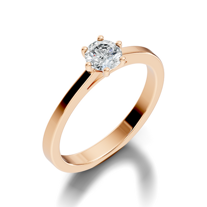 Round shape diamond engagement ring with classic single stone setting