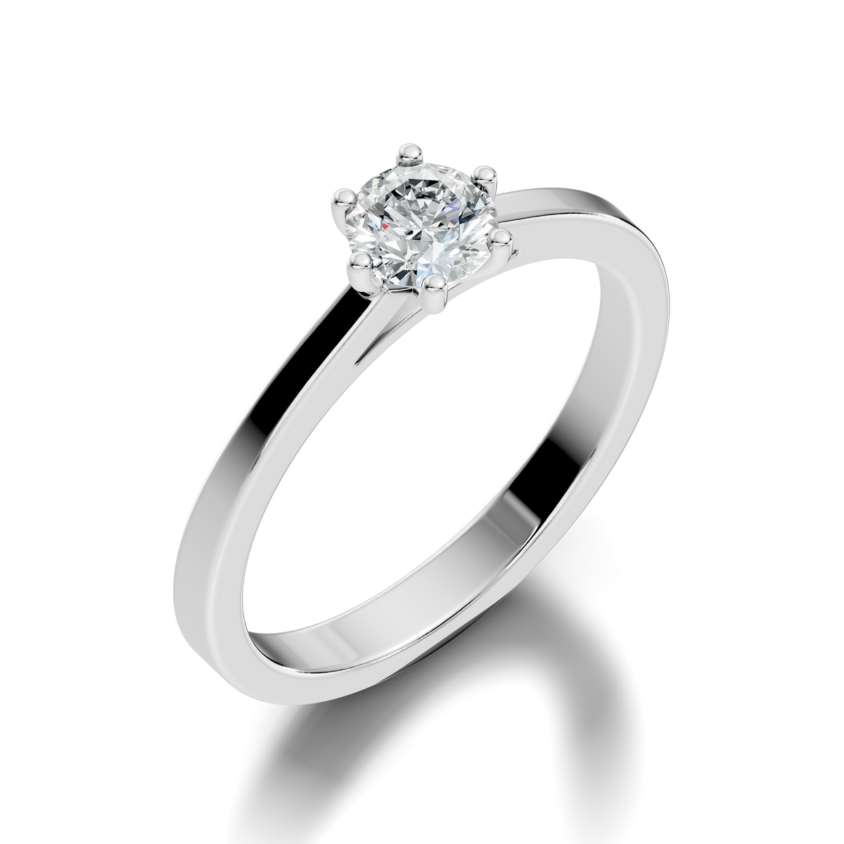 Minimal round lab grown diamond engagement ring with polished band